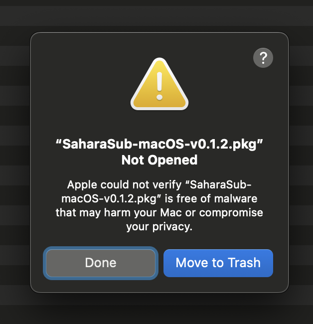 macOS Warning Message